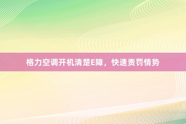 格力空调开机清楚E障，快速责罚情势